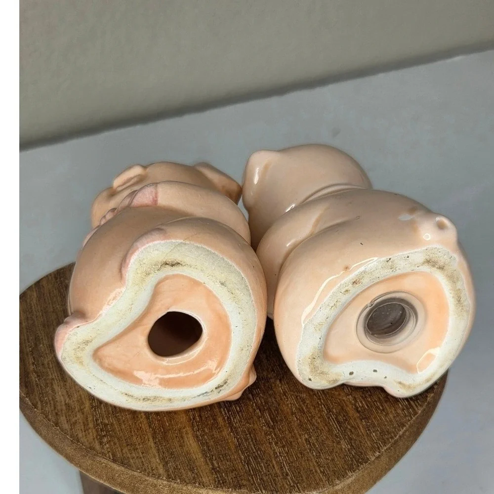 Ceramic Pink Fat Pigs Salt And Pepper Shakers Set Farm‎ Animals
